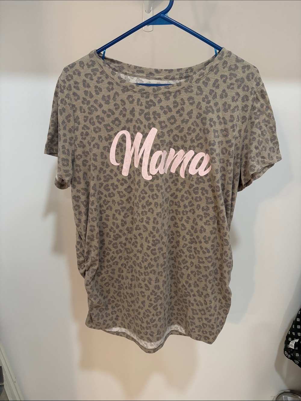 Sonoma Maternity Taupe Leopard Print Tee with Pink Mama Script